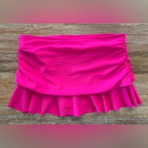 Halcurt Hot Pink Low Rise Ruffle Swim Bikini Bottom, Size Small